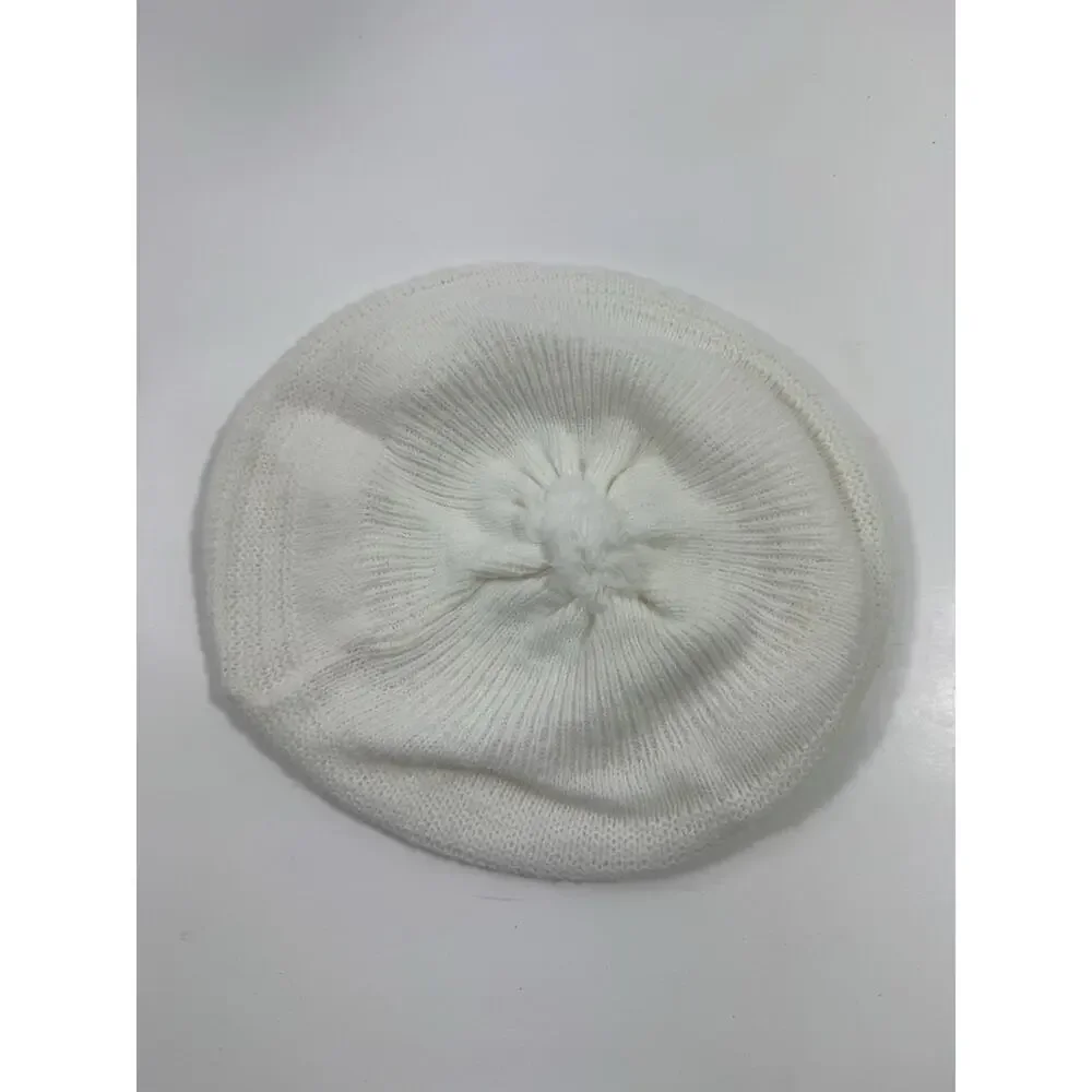 Vintage Baby Hats Caps English Tams Knit White Newborn-12 Mos